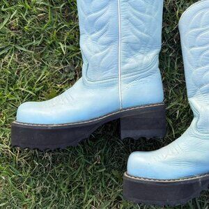 Vintage John Fluevog F-Sole Platform Cowboy Boots Professionally Repaired